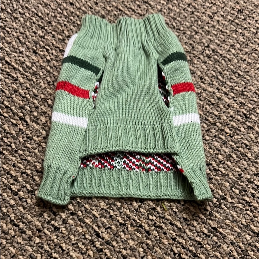 4/$15 Green Striped dog Sweater
